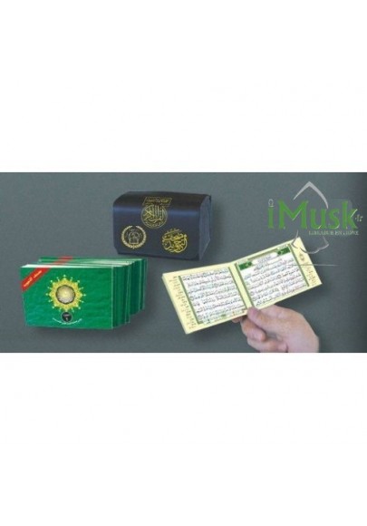 Pochette contenant l'intégralité du Saint Coran en 30 livrets avec règles de Tajwid ( lecture hafs )