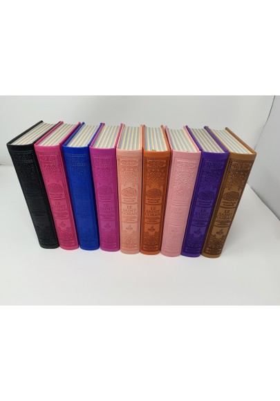 Saint Coran (14 x 19 cm) avec pages Arc-en-ciel (Rainbow) - Bilingue (fr/ar) - Couverture Daim ( couleur au choix)