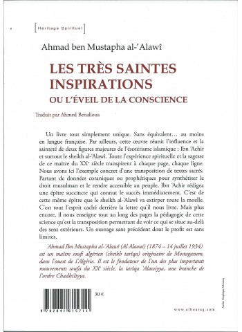 LES TRÈS SAINTES INSPIRATIONS OU L’ÉVEIL DE LA CONSCIENCE par  Ahmad Ibn Mustapha AL-ALAWÎ